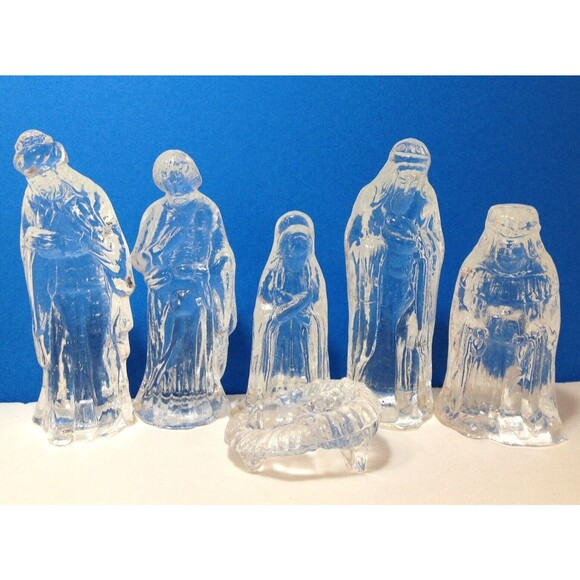 Windsor Collection Glass Nativity Scene Set 6 Pieces with Mirror Base Christmas - Picture 8 of 8